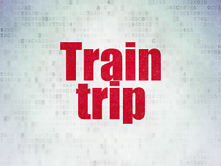 Image showing Travel concept: Train Trip on Digital Data Paper background