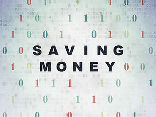 Image showing Finance concept: Saving Money on Digital Data Paper background