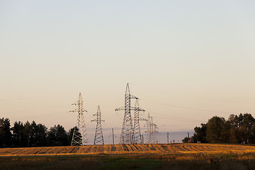 Image showing power poles in the field