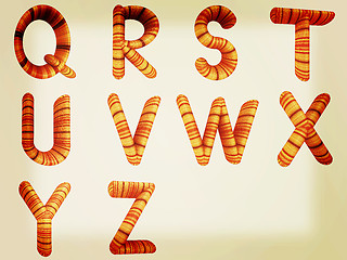 Image showing Wooden Alphabet set . 3D illustration. Vintage style.