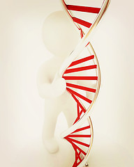 Image showing 3d men with DNA structure model. 3D illustration. Vintage style.