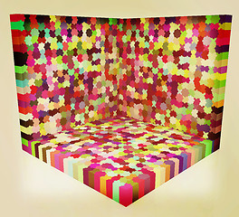 Image showing Many-colored puzzle pattern. 3D illustration. Vintage style.