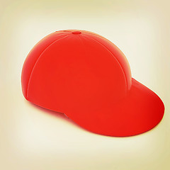 Image showing Red peaked cap. 3D illustration. Vintage style.