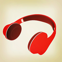 Image showing headphones. 3D illustration. Vintage style.