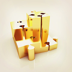 Image showing Concept of growth of gold puzzles . 3D illustration. Vintage sty