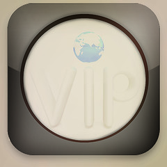 Image showing Glossy icon with VIP . 3D illustration. Vintage style.