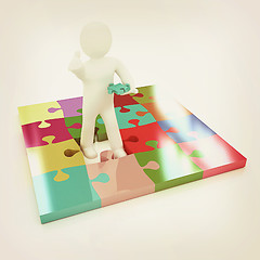 Image showing 3d people - missing piece - jigsaw. 3d render. The concept of ni