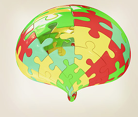 Image showing Abstract shape collected from colorful puzzle . 3D illustration.