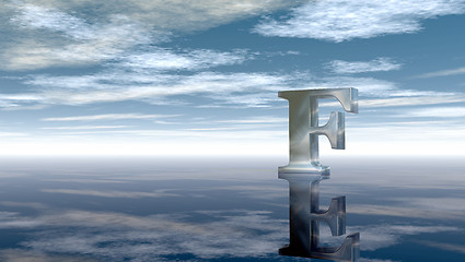 Image showing metal uppercase letter f under cloudy sky - 3d rendering