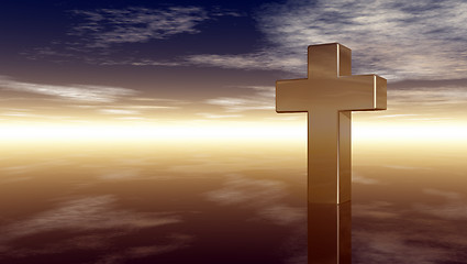 Image showing christian cross under cloudy sky - 3d rendering