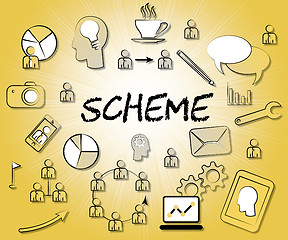 Image showing Scheme Icons Shows Tactic Schemes And Systems