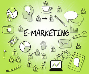 Image showing Emarketing Icons Represents Internet Promotions And Selling