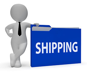 Image showing Shipping Folder Indicates Delivering Freight 3d Rendering