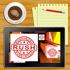 Image showing Rush Tablet Showing Express Delivery 3d Illustration