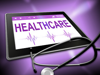 Image showing Healthcare Tablet Indicates Healthy Wellbeing 3d Illustration
