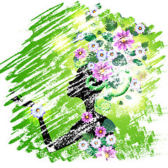 Image showing Hair Flowers Shows Floral Bouquet Female Hairstyle