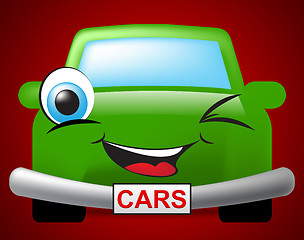 Image showing Cars Cartoon Represents Auto Transport And Vehicles