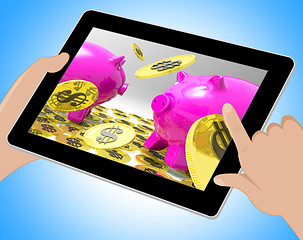 Image showing Dollar Coins On Piggybanks Shows American Usd 3d Illustration