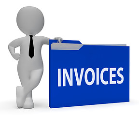 Image showing Invoices Folder Indicates Due Bills 3d Rendering