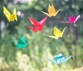 Image showing origami paper birds