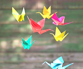 Image showing origami paper birds