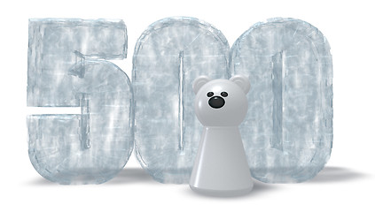 Image showing frozen number five hundred and polar bear - 3d rendering