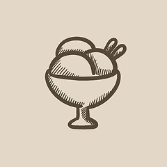 Image showing Cup of an ice cream sketch icon.