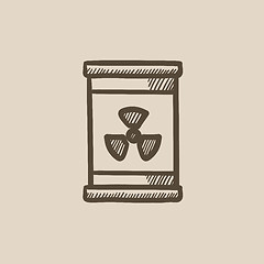 Image showing Barrel with ionizing radiation sign sketch icon.