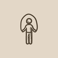 Image showing Man exercising with skipping rope sketch icon.