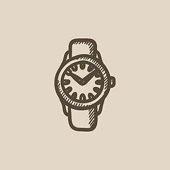Image showing Wrist watch sketch icon.