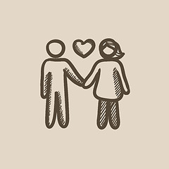 Image showing Couple in love sketch icon.