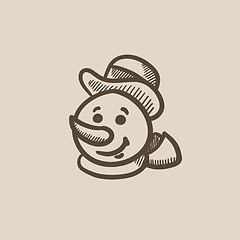 Image showing Snowman head sketch icon.