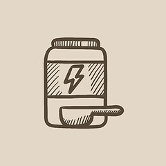 Image showing Sport nutrition container sketch icon.