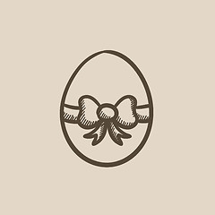 Image showing Easter egg with ribbon sketch icon.