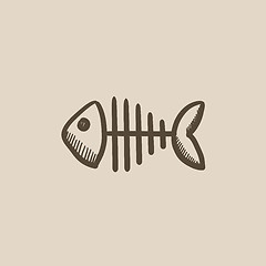 Image showing Fish skeleton sketch icon.