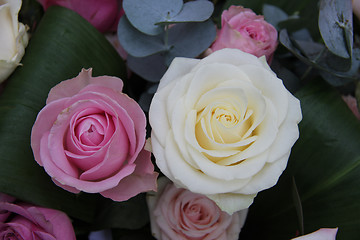 Image showing Bridal bouquet in pink and white