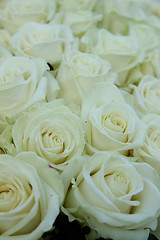 Image showing Group of white roses, wedding decorations