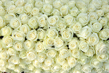 Image showing Group of white roses, wedding decorations