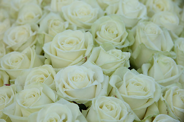 Image showing Group of white roses, wedding decorations