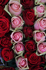 Image showing Wedding centerpiece in red and pink