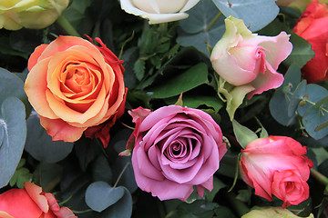 Image showing Multicolor rose arrangement