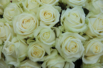 Image showing Group of white roses, wedding decorations