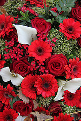 Image showing Floral arrangement in red and white