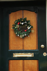 Image showing Christmas wreath on a door