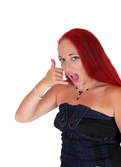 Image showing Woman pretending  being on the phone.