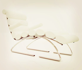 Image showing Comfortable white Sun Bed. 3D illustration. Vintage style.