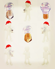 Image showing Set of 3d man with energy saving light bulb. 3D illustration. Vi