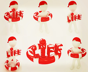 Image showing Set. Concept of life-saving with 3d man.3d illustration . 3D ill