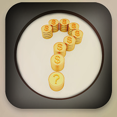 Image showing Glossy icon with Question mark in the form of gold coins with do