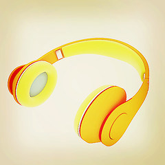 Image showing headphones. 3D illustration. Vintage style.